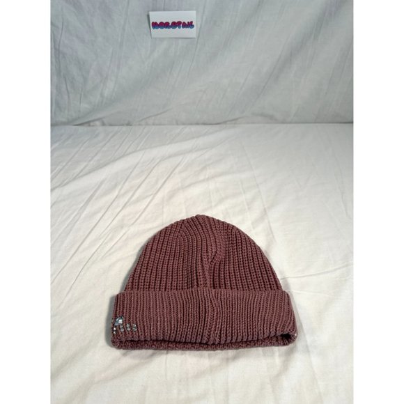 Rhinestone Beanie Womens One Size Mauve - Picture 3 of 5